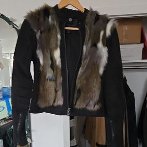 BCBGMAXAZRIA Moto Jacket/vest - Faux Suede And Leather